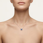 Opulent Blue Sapphire & Diamond Necklace worn by model - Vicenza Miami