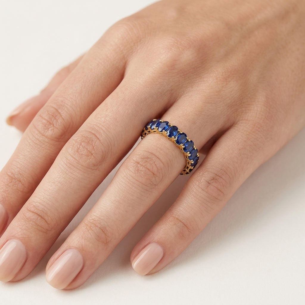 Allure Sapphire Ring worn by model - Vicenza Miami