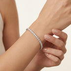Petite Round Diamond Tennis Bracelet worn by model - Vicenza Miami