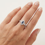 Pristine Blue Sapphire & Diamond Ring worn by model - Vicenza Miami