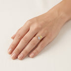 Pristine Flower Diamond Ring worn by model - Vicenza Miami