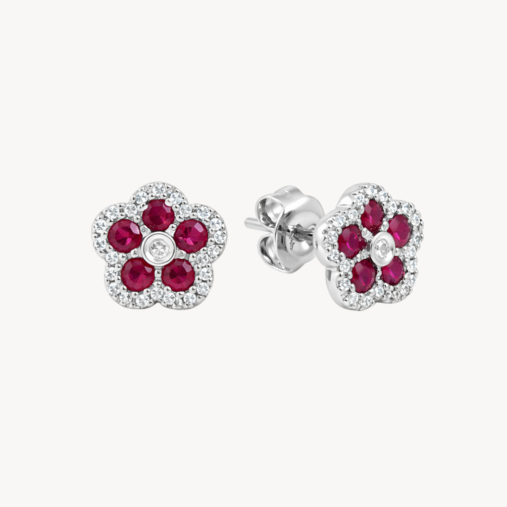 Lustrous Ruby & Diamond Earring