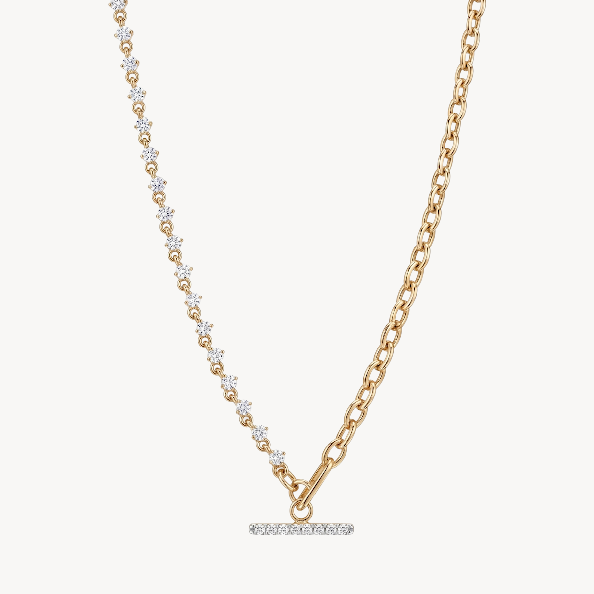 Diamond Station Bar Pendant Necklace