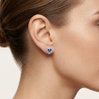 Essence Blue Sapphire & Diamond Earring worn by model - Vicenza Miami