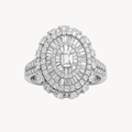 Emerald Cut Diamond Triple Halo Ring
