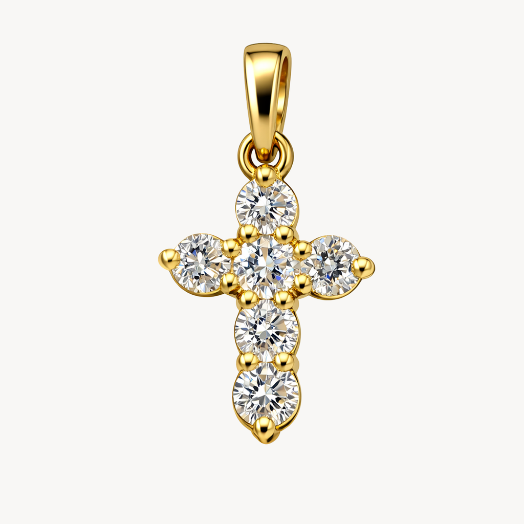 Cross Diamond Cluster Pendant