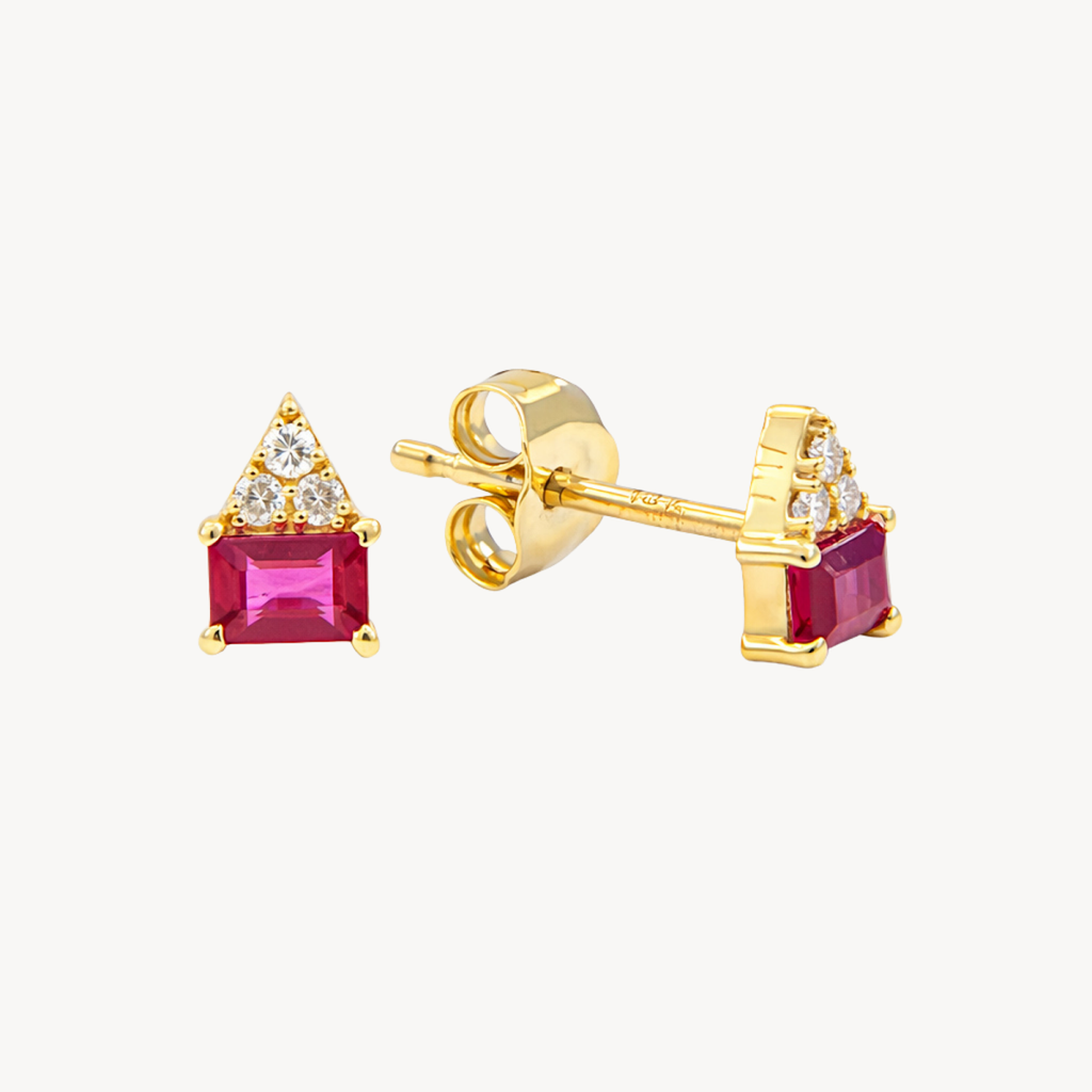 Graceful Ruby & Diamond Earring