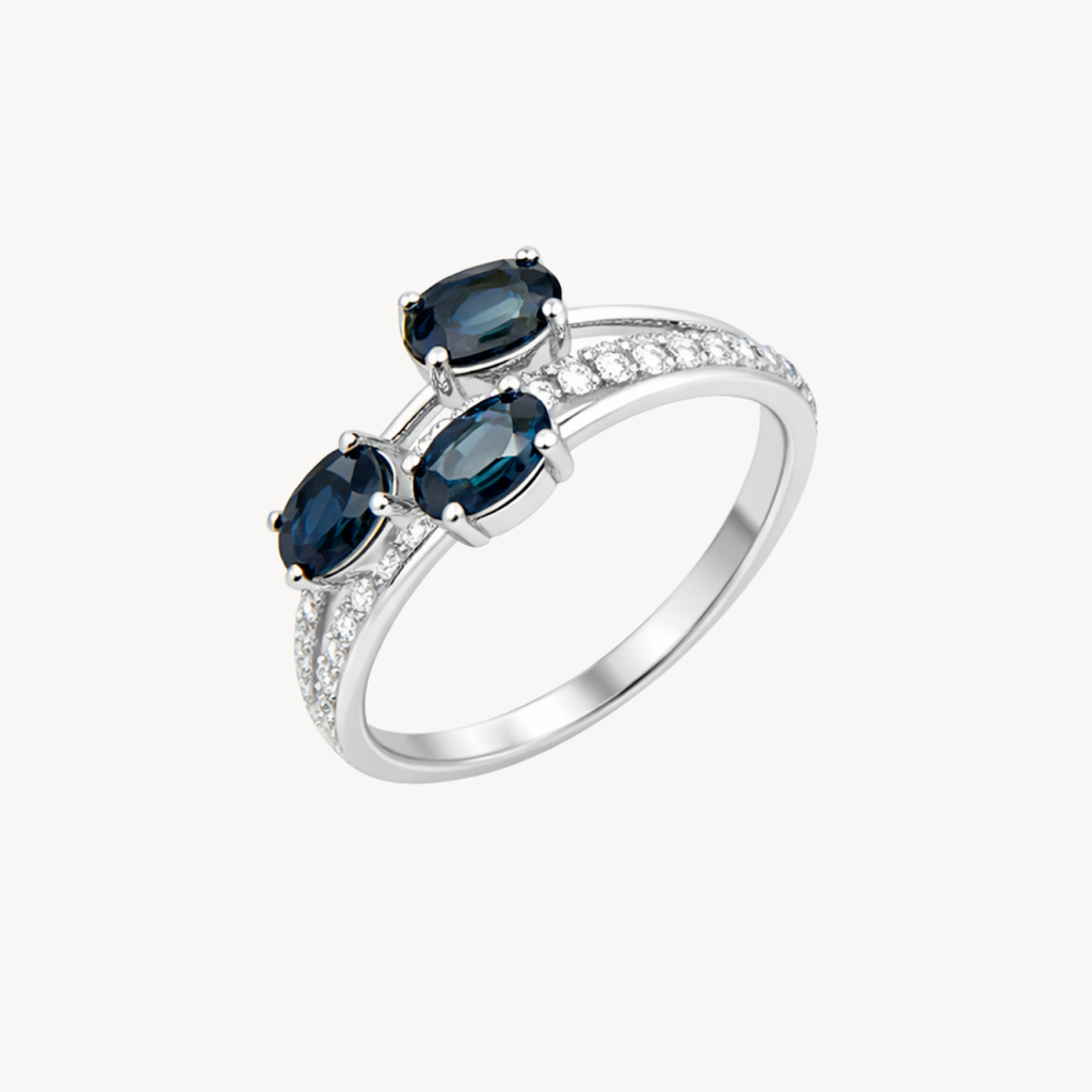 Three Stone Sapphire & Diamond Ring