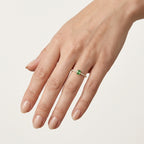 Petite Diamond & Garnet Ring worn by model - Vicenza Miami