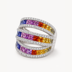 Rainbow Sapphire Wide Ring