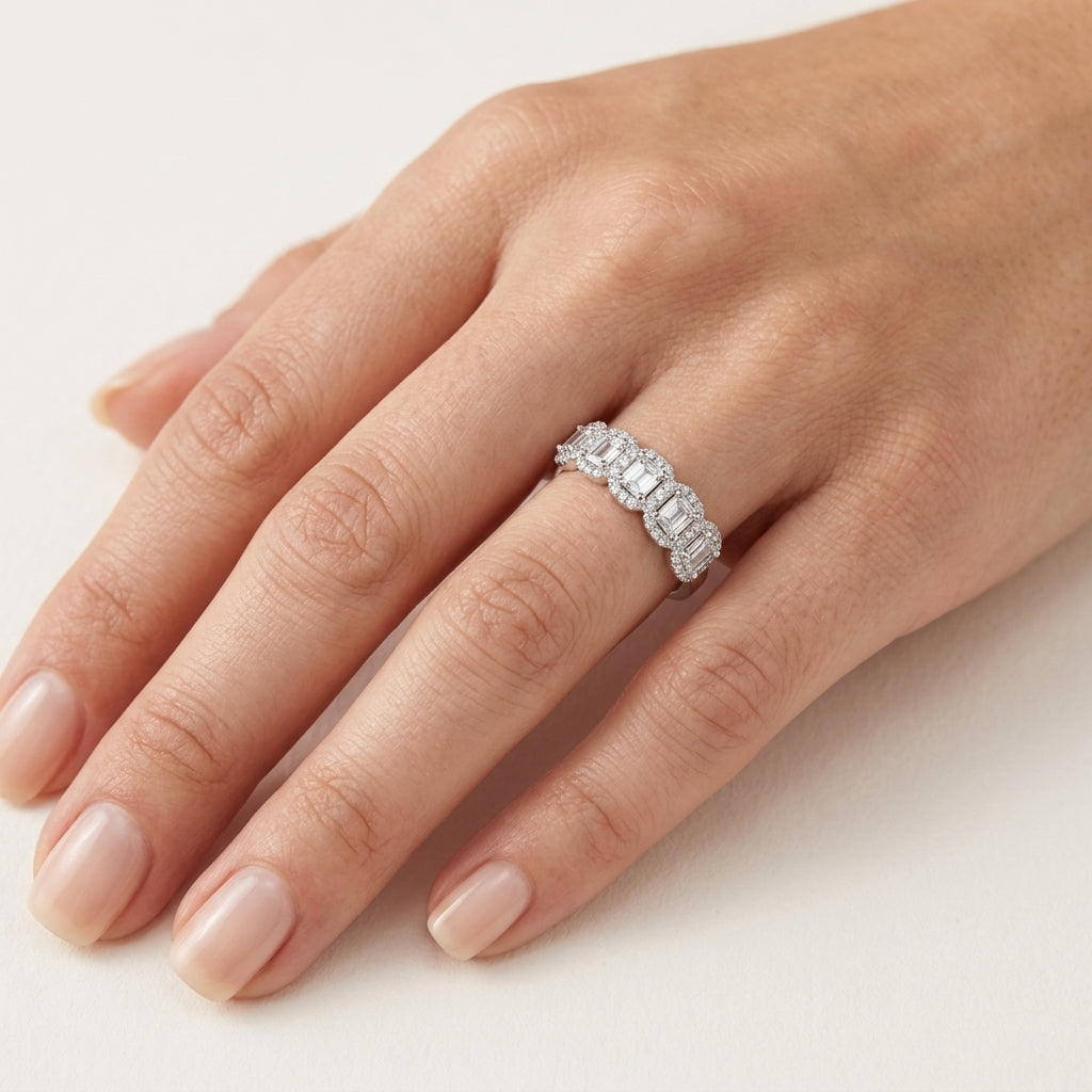 Diamond & Topaz Ring worn by model - Vicenza Miami