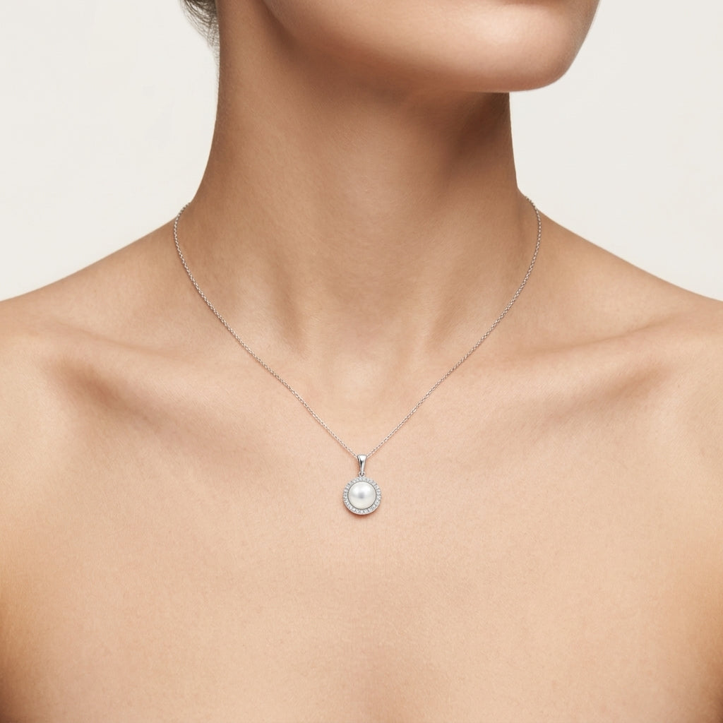 Prestige Diamond Pendant worn by model - Vicenza Miami