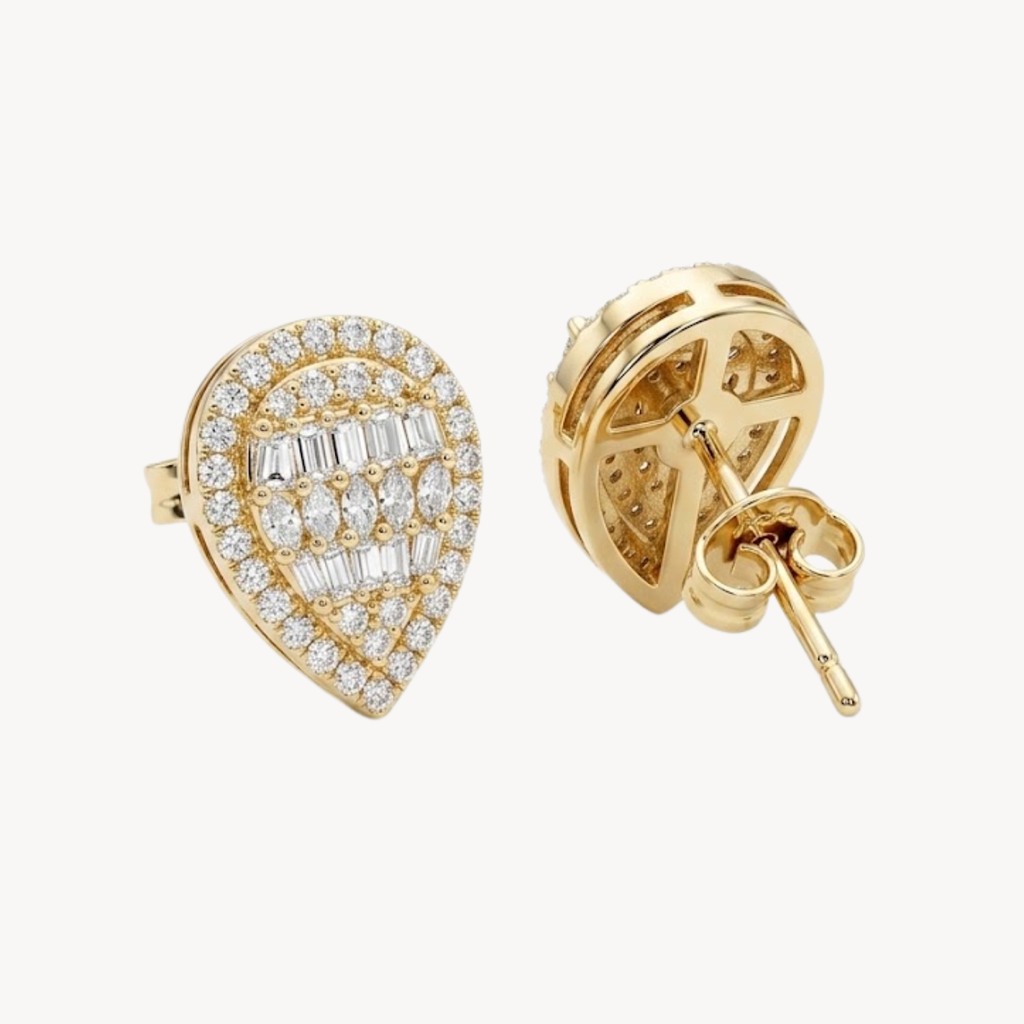 Gilded Teardrop Diamond Earring