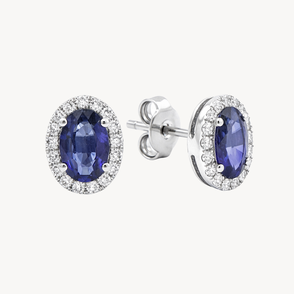 Radiant Diamond & Sapphire Earring