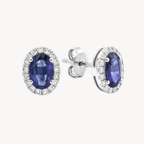 Radiant Diamond & Sapphire Earring