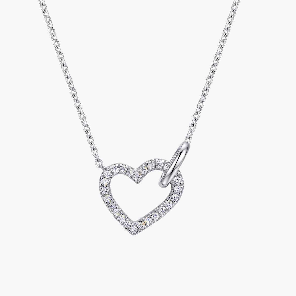 Diamond Heart Outline Pendant Necklace