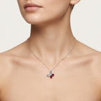 Butterfly Ruby & Diamond Pendant worn by model - Vicenza Miami