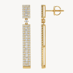 Classic Baguette Diamond Pave Halo Drop Earrings