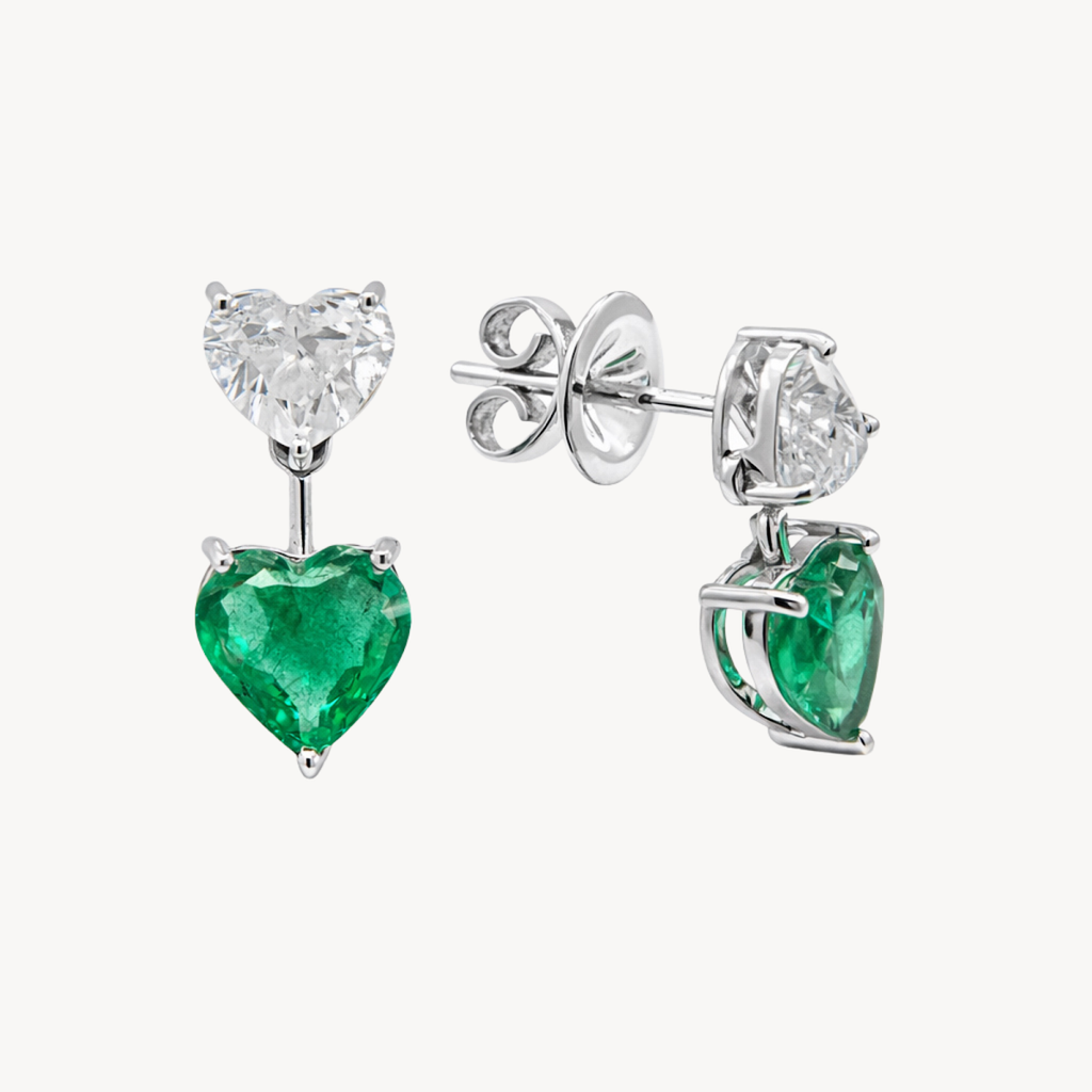Drop Earrings Heart-shaped Emerald