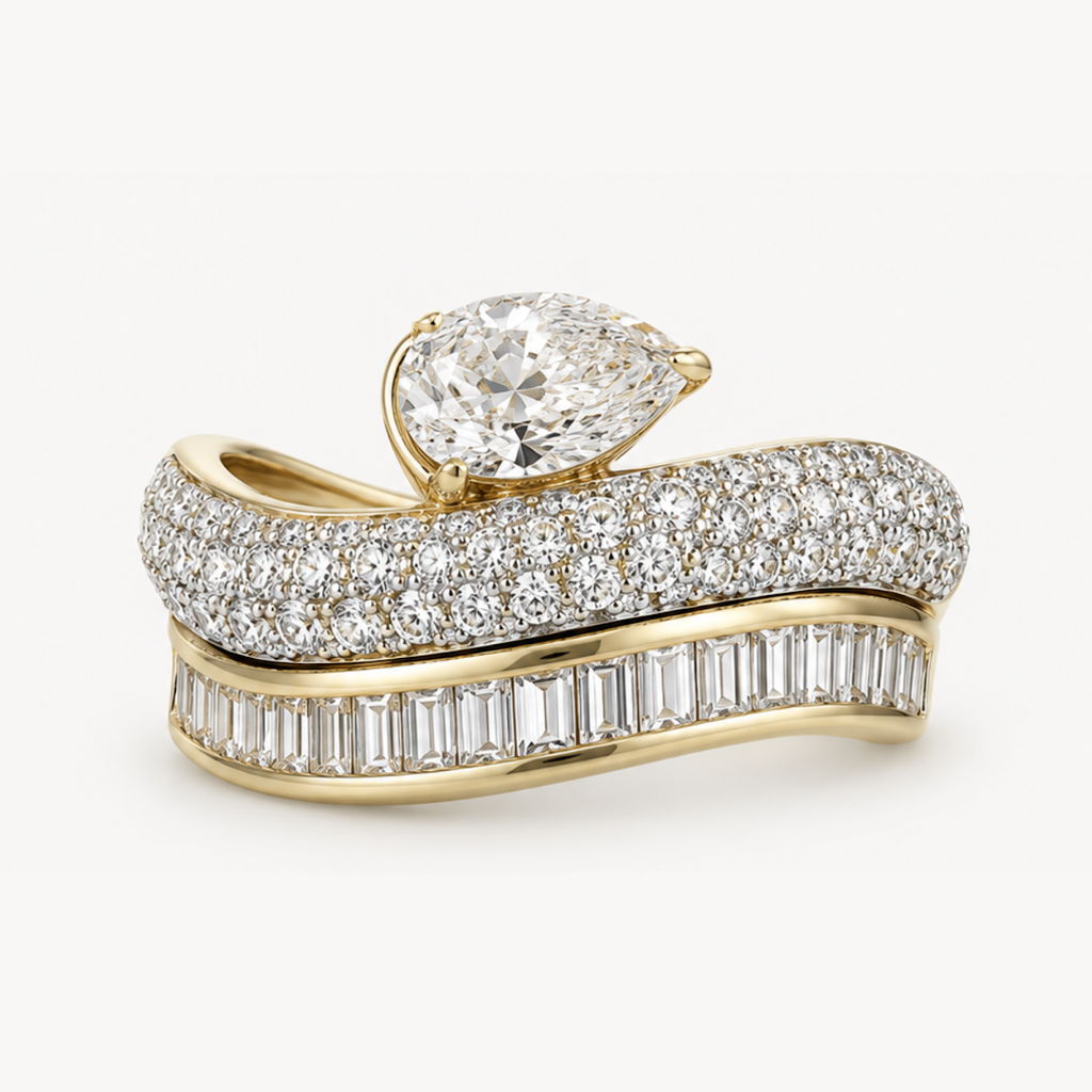 Pear Diamond Wave Ring