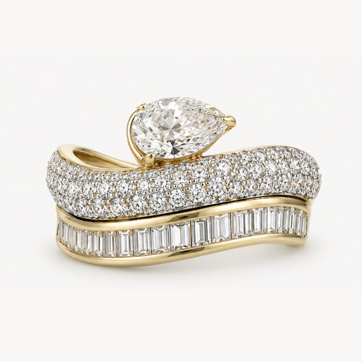 Pear Diamond Wave Ring