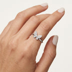 Delicate Diamond Ring White Gold Diamond II worn by model - Vicenza Miami
