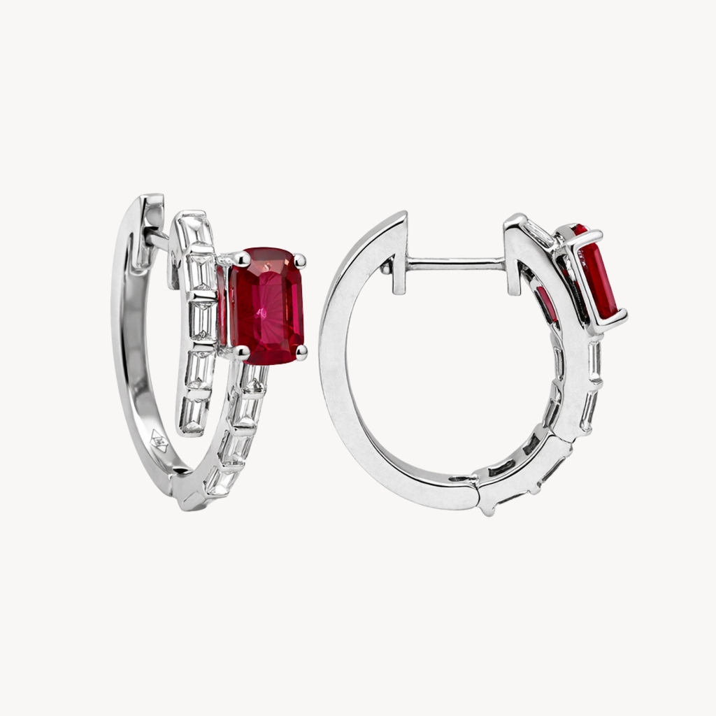 Baguette-Cut Huggie Hoop Earrings