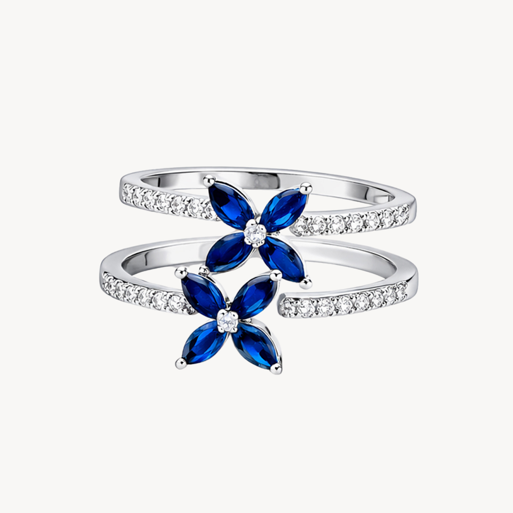 Double Row Sapphire & Diamond Ring