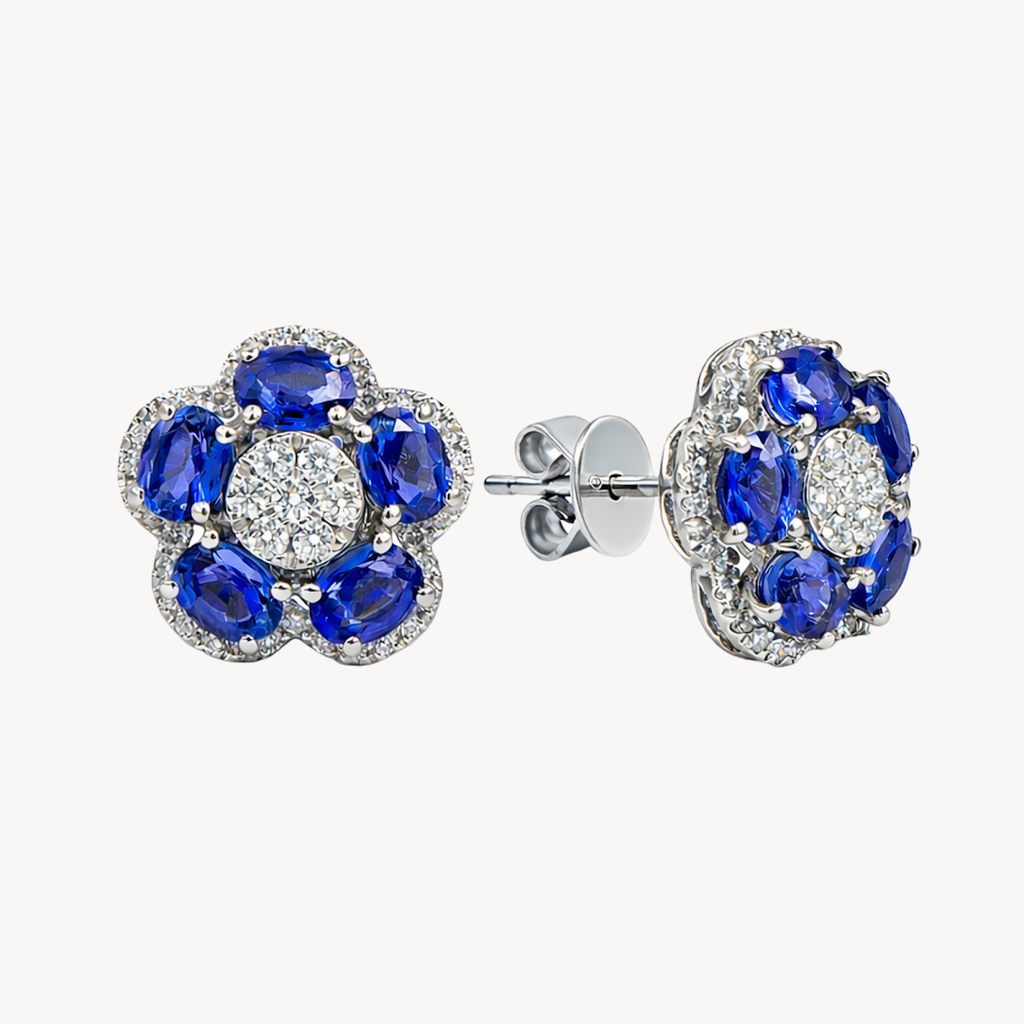 Embellished Blue Sapphire & Diamond Earring