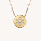 Star of David Pave Diamond Disc Pendant