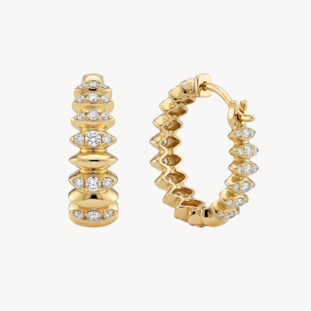 Sculptural Diamond Hoop Earring