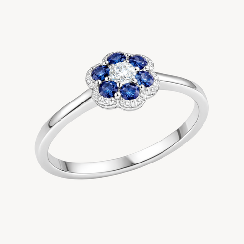 Petite Blue Sapphire & Diamond Ring