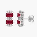 Ruby Diamond Cluster Stud Earrings