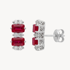 Ruby Diamond Cluster Stud Earrings