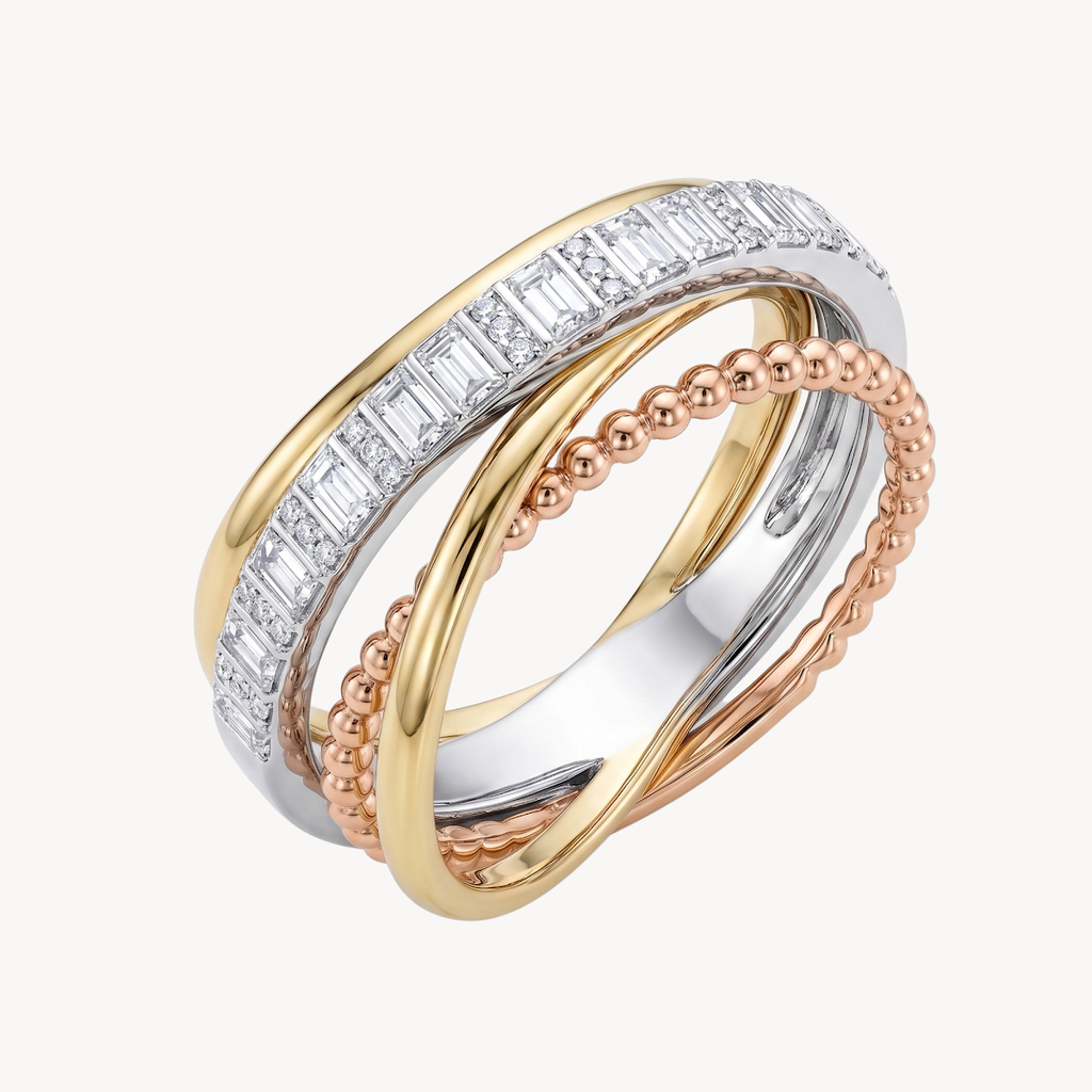 Baguette Diamond Channel Set Stacking Ring Set