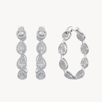 Baguette Diamond Pear Halo Drop Earrings