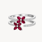 Double Row Ruby & Diamond Ring