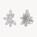 Baguette Diamond Flower Stud Earrings