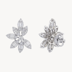 Baguette Diamond Flower Stud Earrings