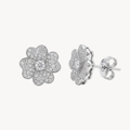 Diamond Pave Flower Stud Earrings