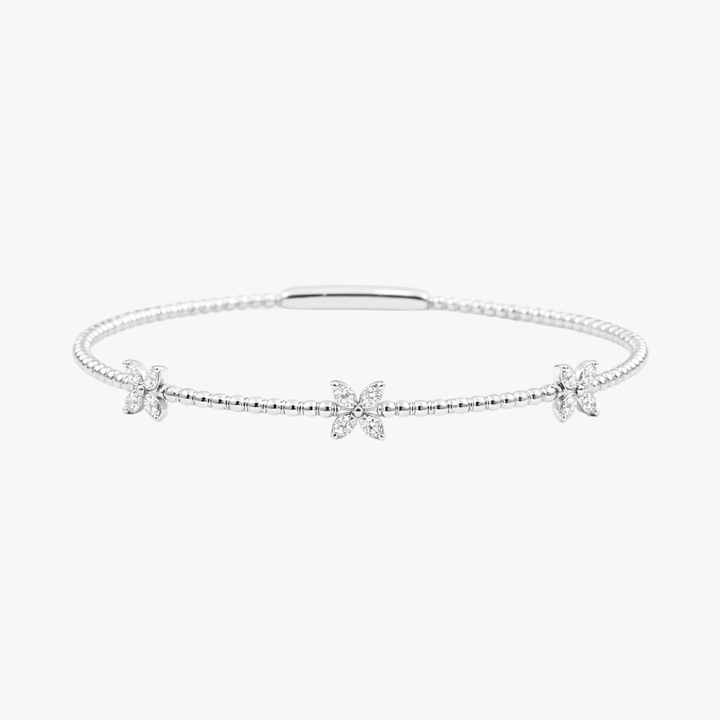 Diamond Flower Station Flex Bangle