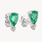 Petite Pear Shape Emerald & Diamond Earring