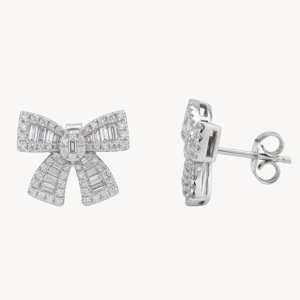 Diamond Bow Stud Earrings