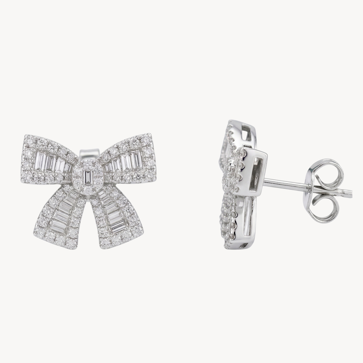 Diamond Bow Stud Earrings
