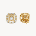 Golden Cushion Diamond Earring