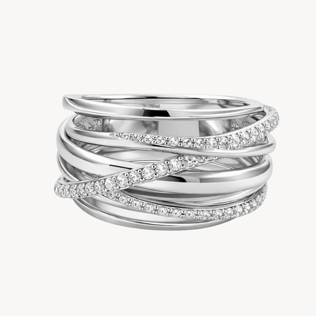 Classic Diamond Crossover Multi-Band Ring
