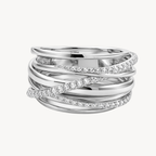 Classic Diamond Crossover Multi-Band Ring