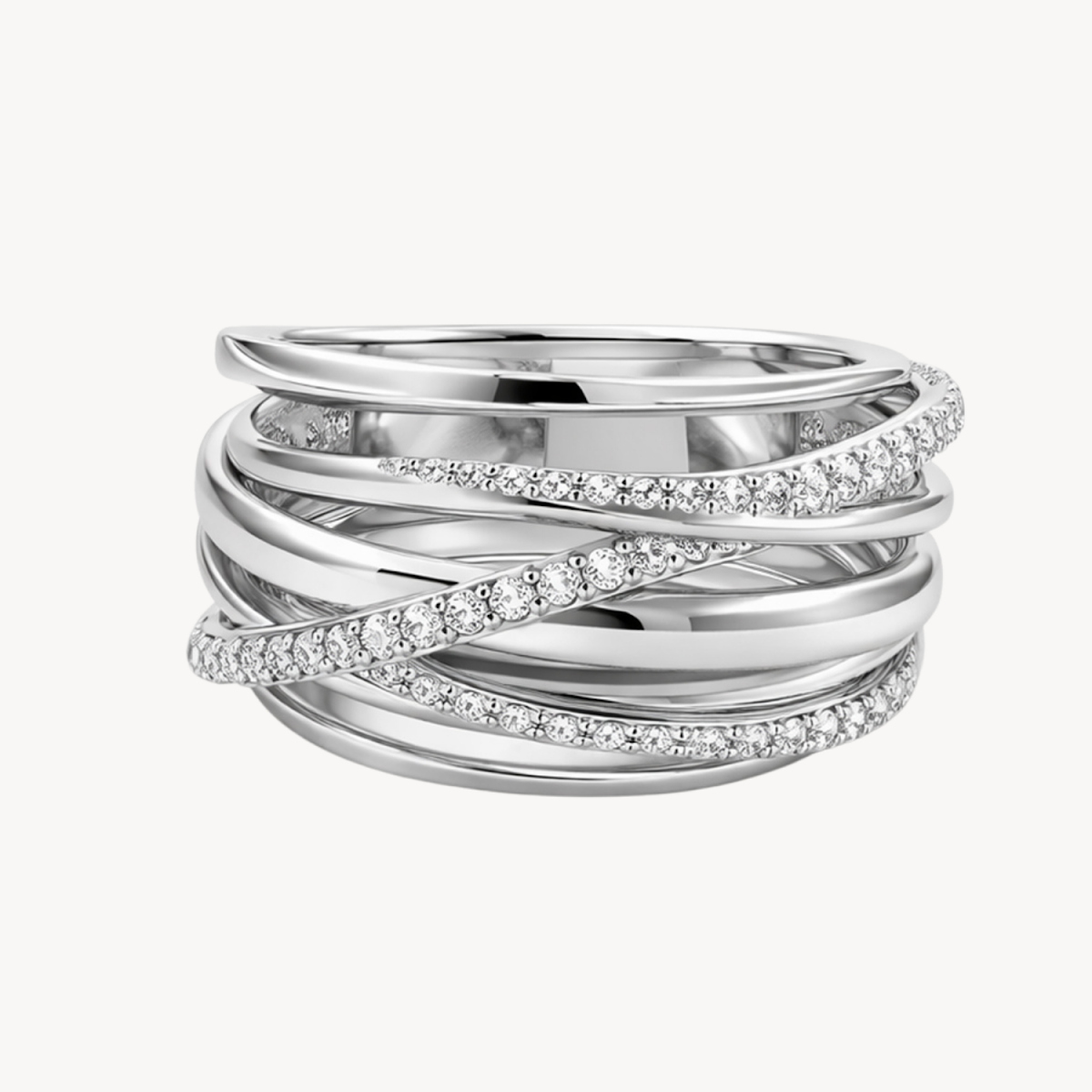 Classic Diamond Crossover Multi-Band Ring