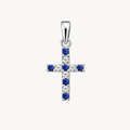 Cross Blue Sapphire Diamond Pendant