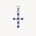 Cross Blue Sapphire Diamond Pendant